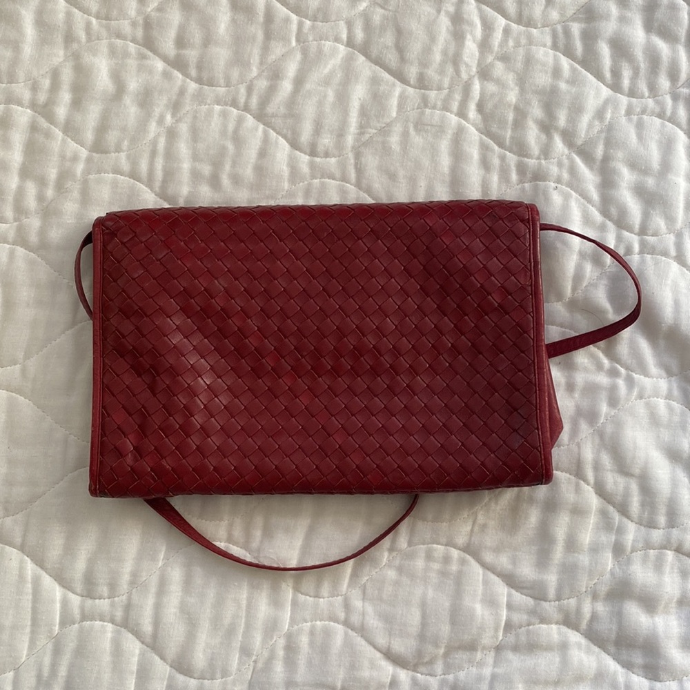 Vintage 80s leather Etienne Aigner woven leather clutch purse - Picture 4 of 5